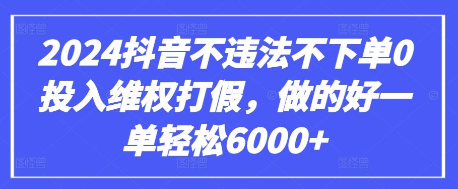 2024抖音不违法不下单0投入维权打假，做的好一单轻松6000+【仅揭秘】-佳佳云创网