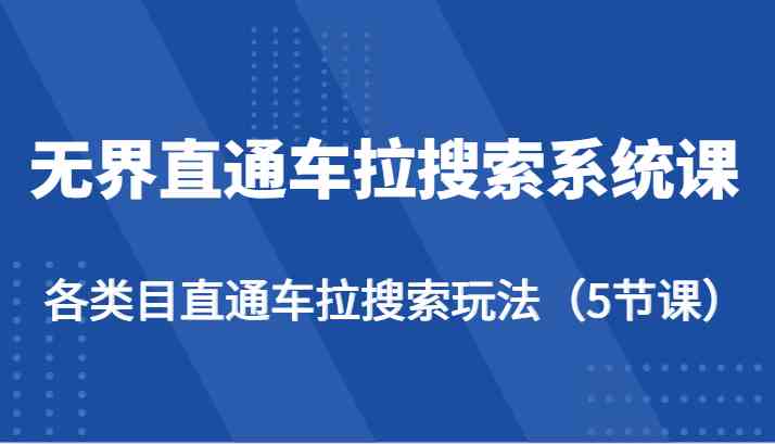无界直通车拉搜索系统课-各类目直通车拉搜索玩法（5节课）-佳佳云创网