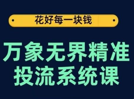 万象无界精准投流系统课，从关键词到推荐，从万象台到达摩盘，从底层原理到实操步骤-佳佳云创网