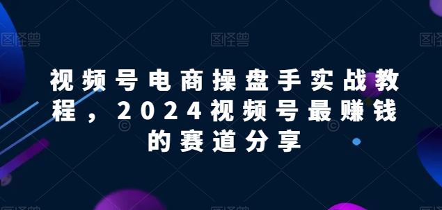 视频号电商实战教程，2024视频号最赚钱的赛道分享-佳佳云创网