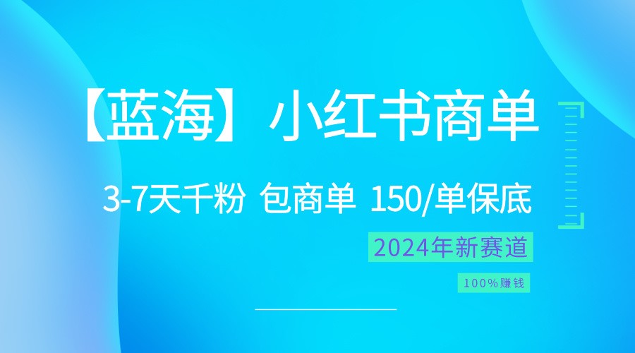 2024蓝海项目【小红书商单】超级简单，快速千粉，最强蓝海，百分百赚钱-佳佳云创网