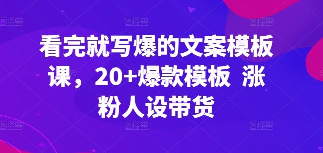 看完就写爆的文案模板课，20+爆款模板  涨粉人设带货-佳佳云创网