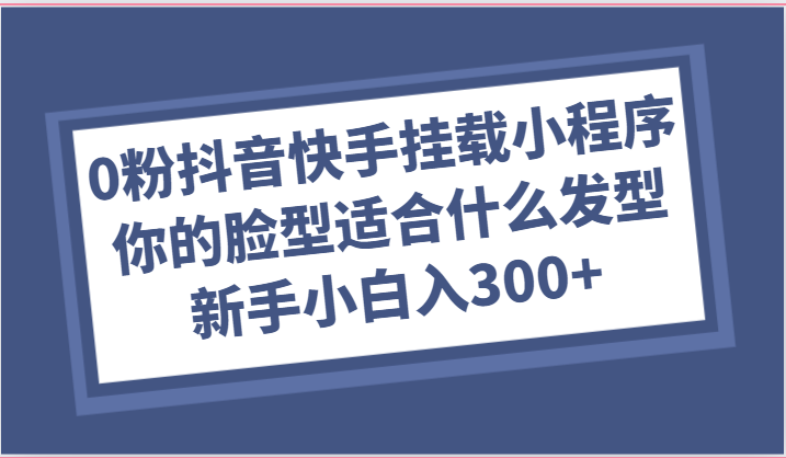 0粉抖音快手挂载小程序，你的脸型适合什么发型玩法，新手小白日入300+-佳佳云创网