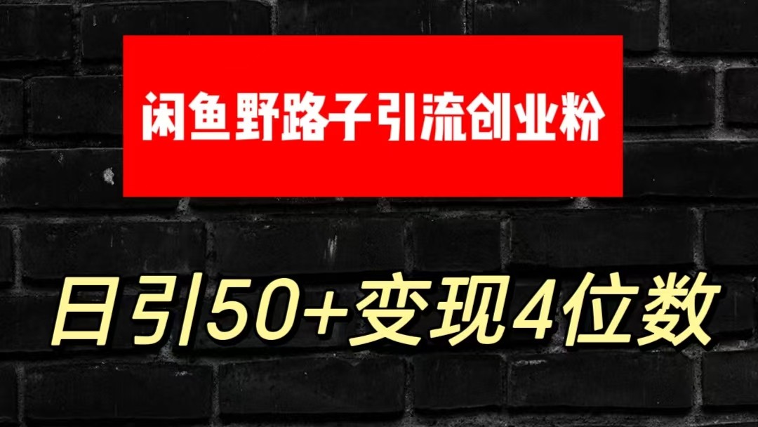 大眼闲鱼野路子引流创业粉，日引50+单日变现四位数-佳佳云创网