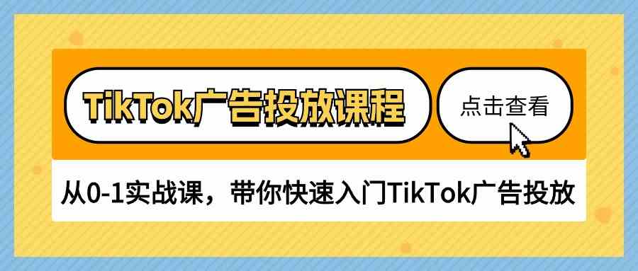 TikTok广告投放课程，从0-1实战课，带你快速入门TikTok广告投放（30节课）-佳佳云创网