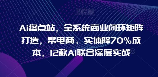 Ai终点站，全系统商业闭环矩阵打造，帮电商、实体降70%成本，12款Ai联合深度实战-佳佳云创网