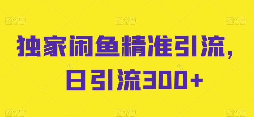 独家闲鱼精准引流，日引流300+【揭秘】-佳佳云创网