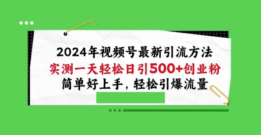 2024年视频号最新引流方法，实测一天轻松日引100+创业粉，简单好上手，轻松引爆流量【揭秘】-佳佳云创网