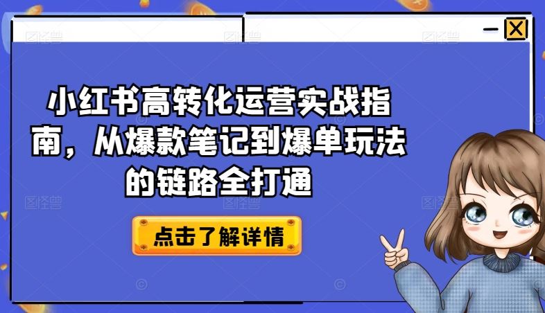 小红书高转化运营实战指南，从爆款笔记到爆单玩法的链路全打通-佳佳云创网