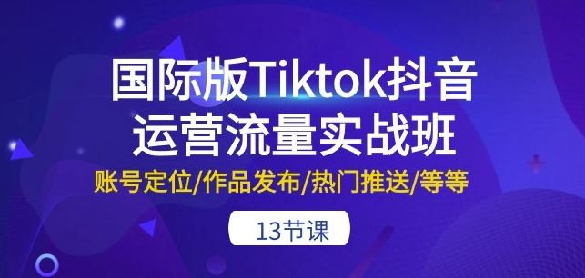 国际版Tiktok抖音运营流量实战班：账号定位/作品发布/热门推送/等等-13节-佳佳云创网