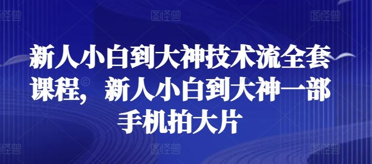 新人小白到大神技术流全套课程，新人小白到大神一部手机拍大片-佳佳云创网