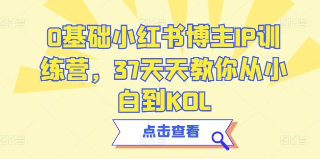 0基础小红书博主IP训练营，37天天教你从小白到KOL-佳佳云创网