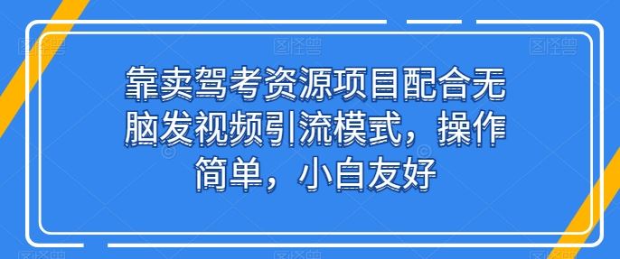 靠卖驾考资源项目配合无脑发视频引流模式，操作简单，小白友好【揭秘】-佳佳云创网