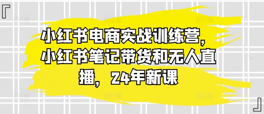 小红书电商实战训练营，小红书笔记带货和无人直播，24年新课-佳佳云创网