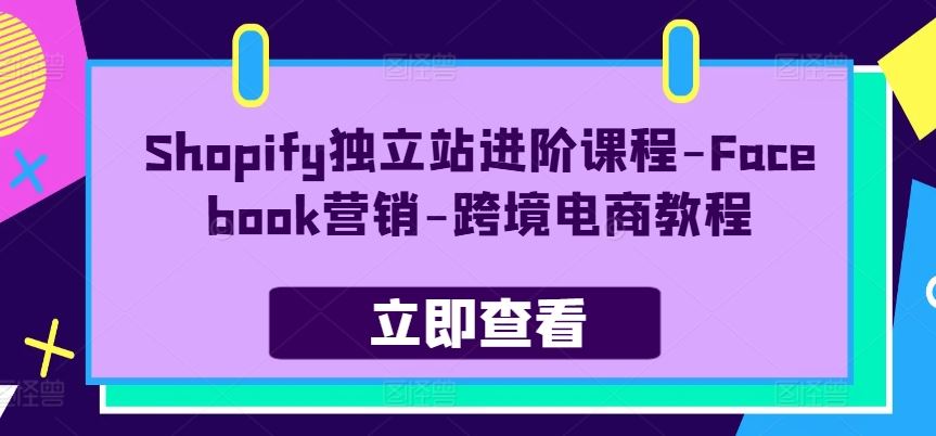 Shopify独立站进阶课程-Facebook营销-跨境电商教程-佳佳云创网