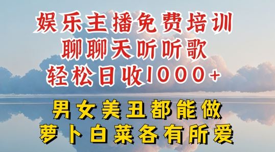 娱乐主播免费培训聊聊天听听歌轻松日收1K+，男女美丑都能做萝卜白菜各有所爱【揭秘】-佳佳云创网