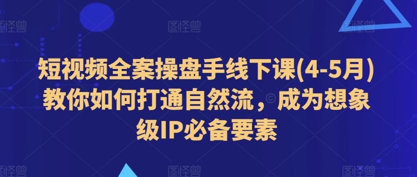 短视频全案操盘手线下课(4-5月)教你如何打通自然流，成为想象级IP必备要素-佳佳云创网