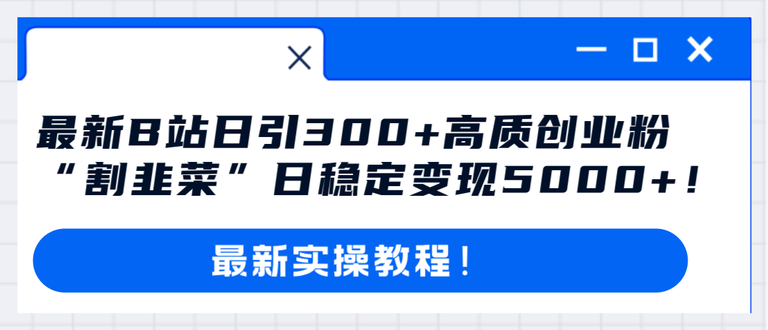 （8216期）最新B站日引300+高质创业粉教程！“割韭菜”日稳定变现5000+！-佳佳云创网