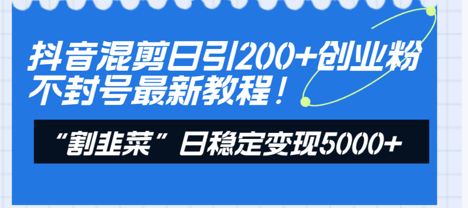 （8349期）抖音混剪日引200+创业粉不封号最新教程！“割韭菜”日稳定变现5000+！-佳佳云创网