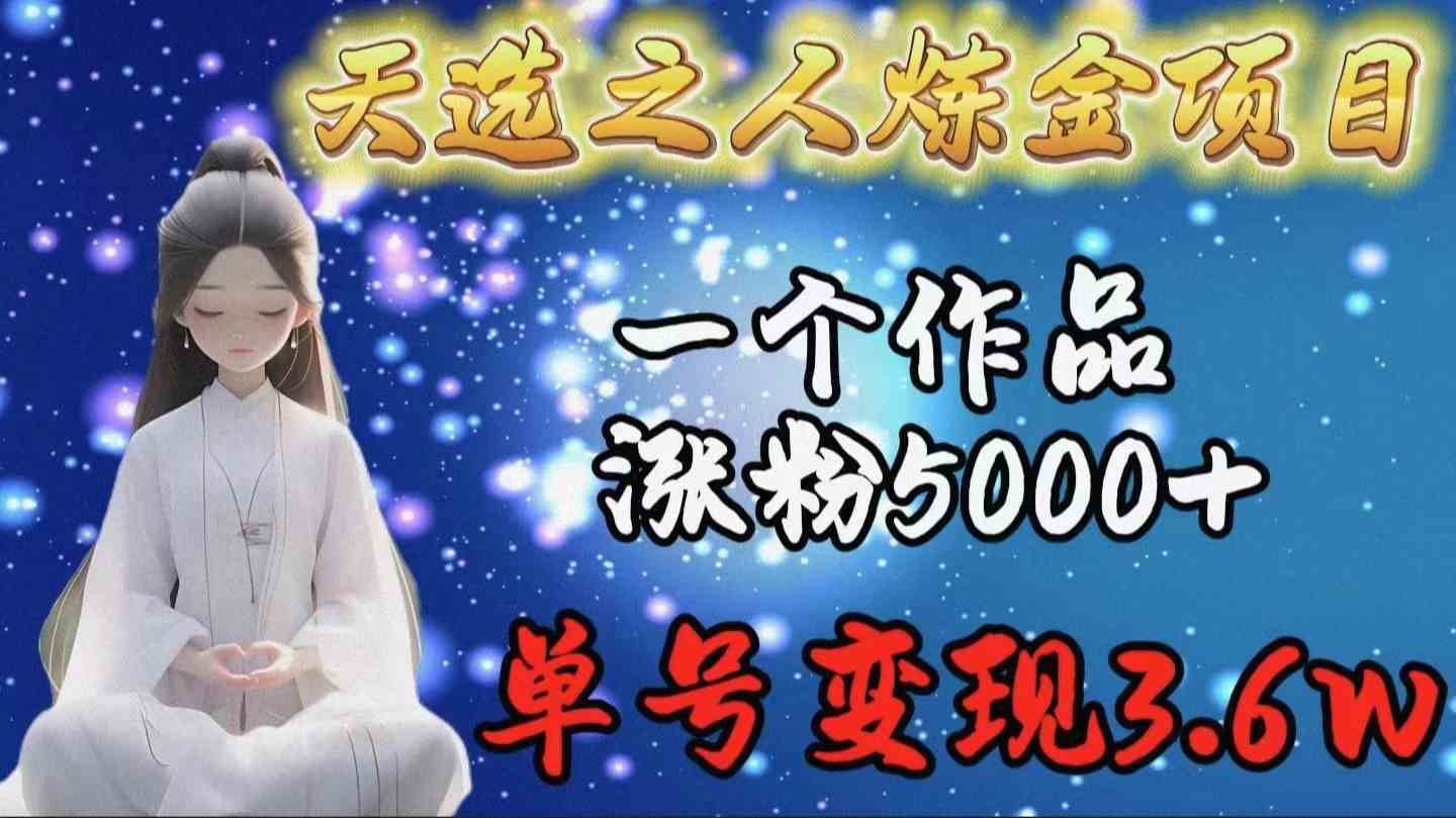 （9693期）天选之人炼金项目，一个作品涨粉5000+，单号变现3.6w-佳佳云创网