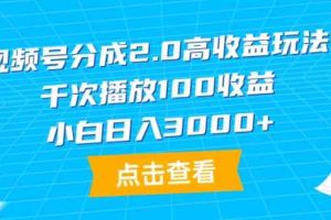 （9716期）视频号分成2.0高收益玩法，千次播放100收益，小白日入3000+-佳佳云创网