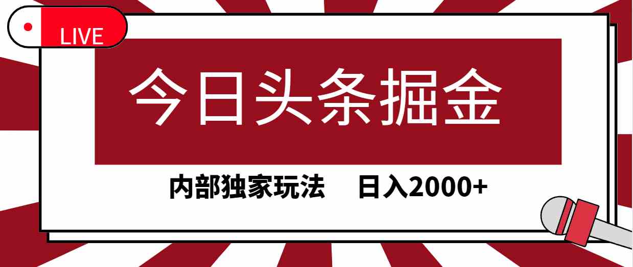 （9832期）今日头条掘金，30秒一篇文章，内部独家玩法，日入2000+-佳佳云创网