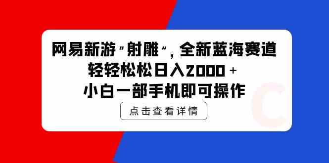 （9936期）网易新游 射雕 全新蓝海赛道，轻松日入2000＋小白一部手机即可操作-佳佳云创网