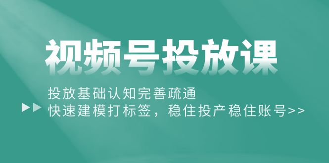 （10205期）视频号投放课：投放基础认知完善疏通，快速建模打标签，稳住投产稳住账号-佳佳云创网