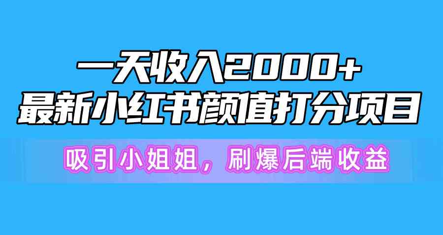 （10187期）一天收入2000+，最新小红书颜值打分项目，吸引小姐姐，刷爆后端收益-佳佳云创网
