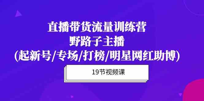 （10016期）直播带货流量特训营，野路子主播(起新号/专场/打榜/明星网红助博)19节课-佳佳云创网