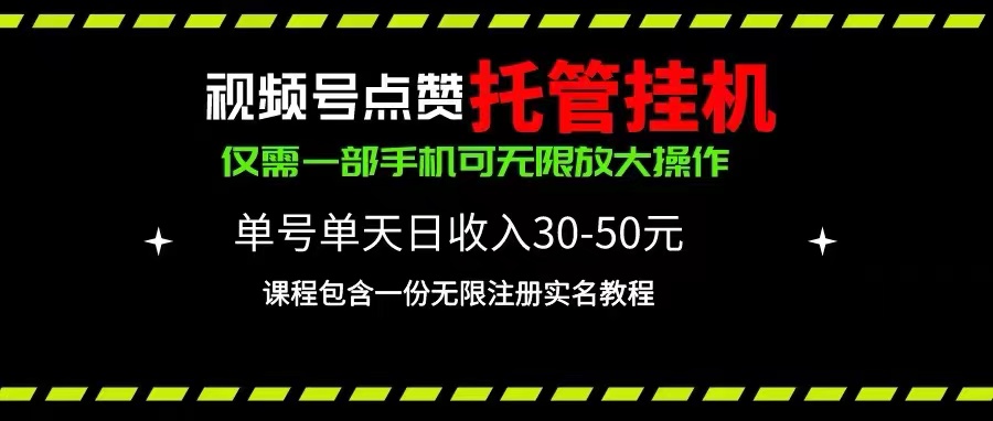 （10644期）视频号点赞托管挂机，单号单天利润30~50，一部手机无限放大（附带无限…-佳佳云创网