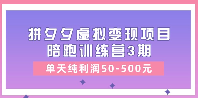 （11000期）某收费培训《拼夕夕虚拟变现项目陪跑训练营3期》单天纯利润50-500元-佳佳云创网