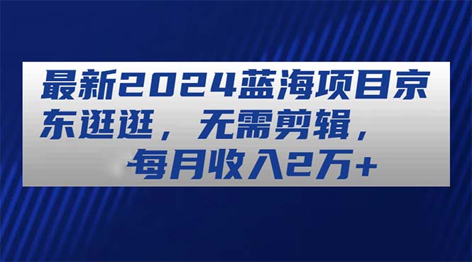 （11041期）最新2024蓝海项目京东逛逛，无需剪辑，每月收入2万+-佳佳云创网