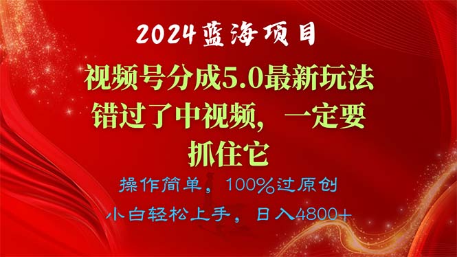 （11032期）2024蓝海项目，视频号分成计划5.0最新玩法，错过了中视频，一定要抓住…-佳佳云创网