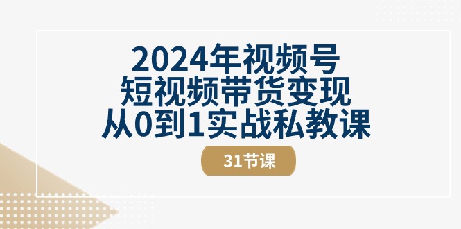 （10931期）2024年视频号短视频带货变现从0到1实战私教课（31节视频课）-佳佳云创网