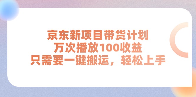 （11300期）京东新项目带货计划，万次播放100收益，只需要一键搬运，轻松上手-佳佳云创网