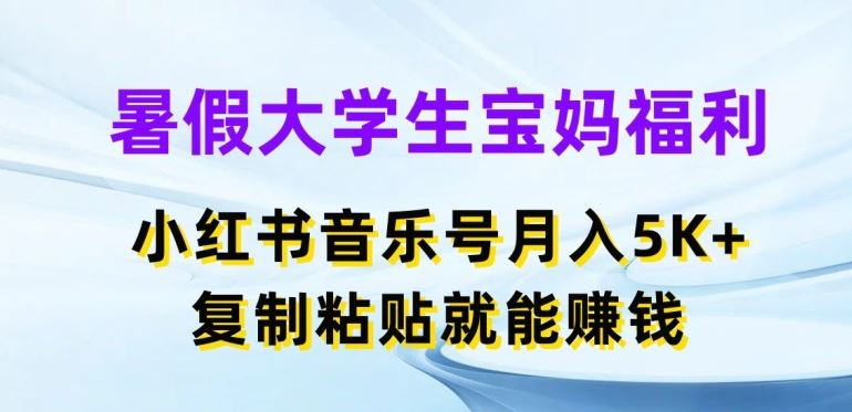 暑假大学生宝妈福利，小红书音乐号月入5000+，复制粘贴就能赚钱【揭秘】-佳佳云创网