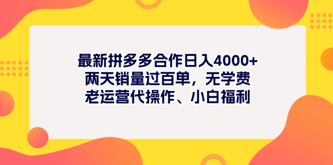 （11410期）最新拼多多项目日入4000+两天销量过百单，无学费、老运营代操作、小白福利-佳佳云创网