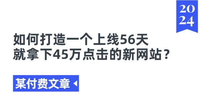 （11420期）某付费文章《如何打造一个上线56天就拿下45万点击的新网站？》-佳佳云创网