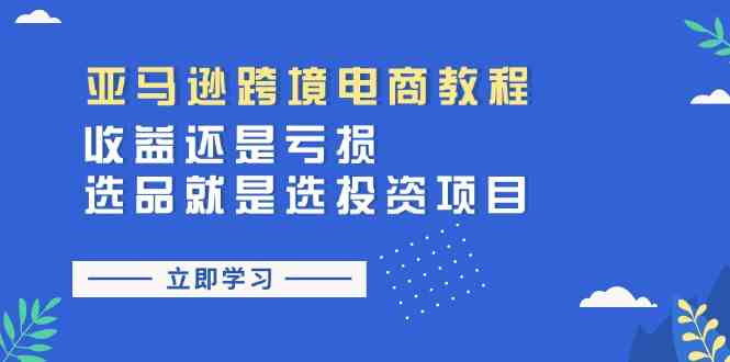 亚马逊跨境电商教程：收益还是亏损！选品就是选投资项目-佳佳云创网