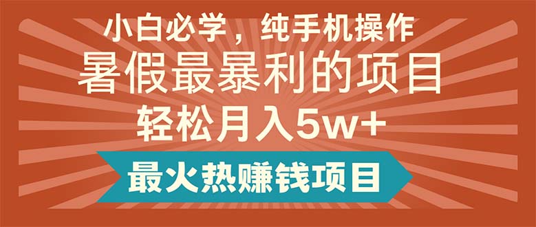 （11583期）小白必学，纯手机操作，暑假最暴利的项目轻松月入5w+最火热赚钱项目-佳佳云创网