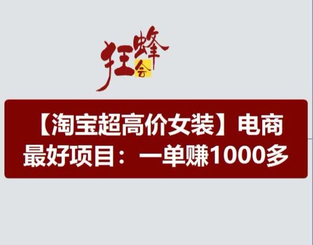 淘宝超高价女装项目，电商最好赛道，一单赚1000多-佳佳云创网