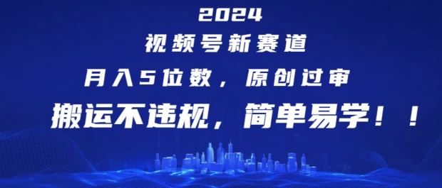 2024视频号新赛道，月入5位数+，原创过审，搬运不违规，简单易学【揭秘】-佳佳云创网