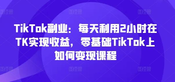 TikTok副业：每天利用2小时在TK实现收益，零基础TikTok上如何变现课程-佳佳云创网
