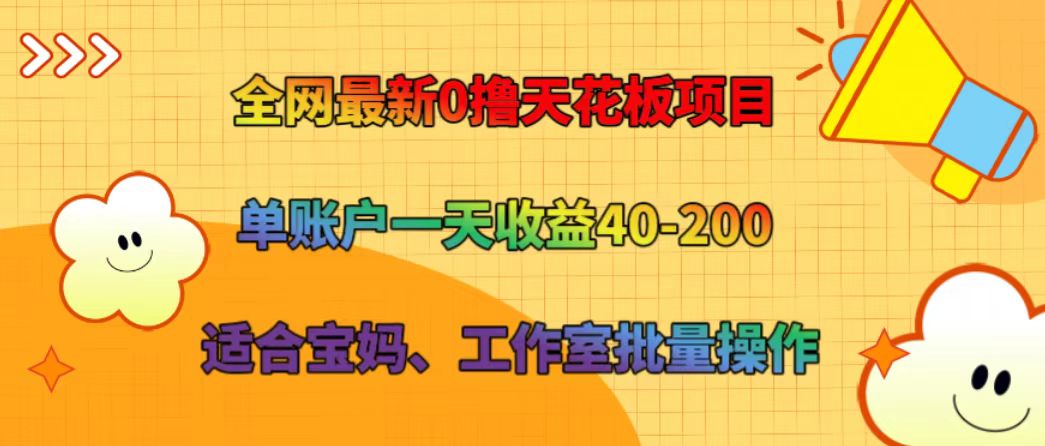全网最新0撸天花板项目 单账户一天收益40-200 适合宝妈、工作室批量操作-佳佳云创网