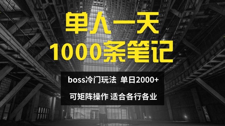 单人一天1000条笔记，日入2000+，BOSS直聘的正确玩法【揭秘】-佳佳云创网