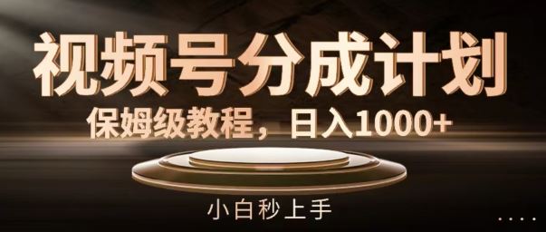视频号分成计划保姆级教程，日入1K，小白秒上手【揭秘】-佳佳云创网