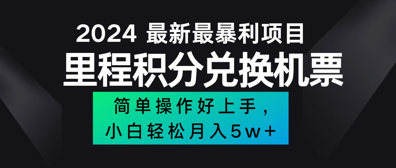 （12016期）2024最新里程积分兑换机票，手机操作小白轻松月入5万++-佳佳云创网