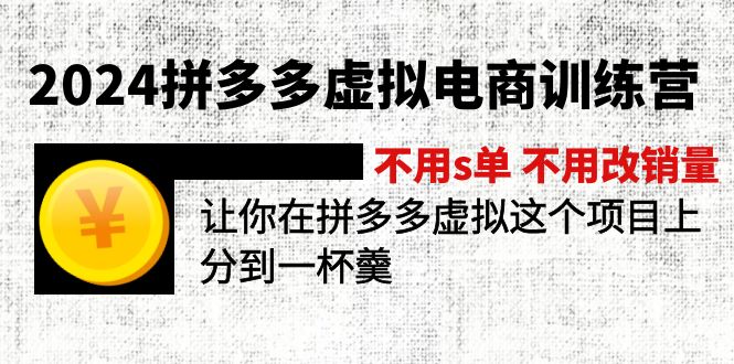 （12024期）2024拼多多虚拟电商训练营 不s单 不改销量  做虚拟项目分一杯羹(更新10节)-佳佳云创网