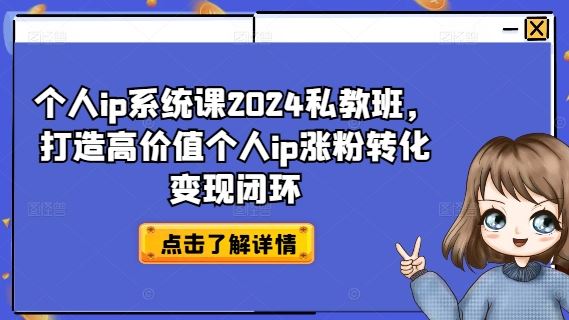 个人ip系统课2024私教班，打造高价值个人ip涨粉转化变现闭环-佳佳云创网